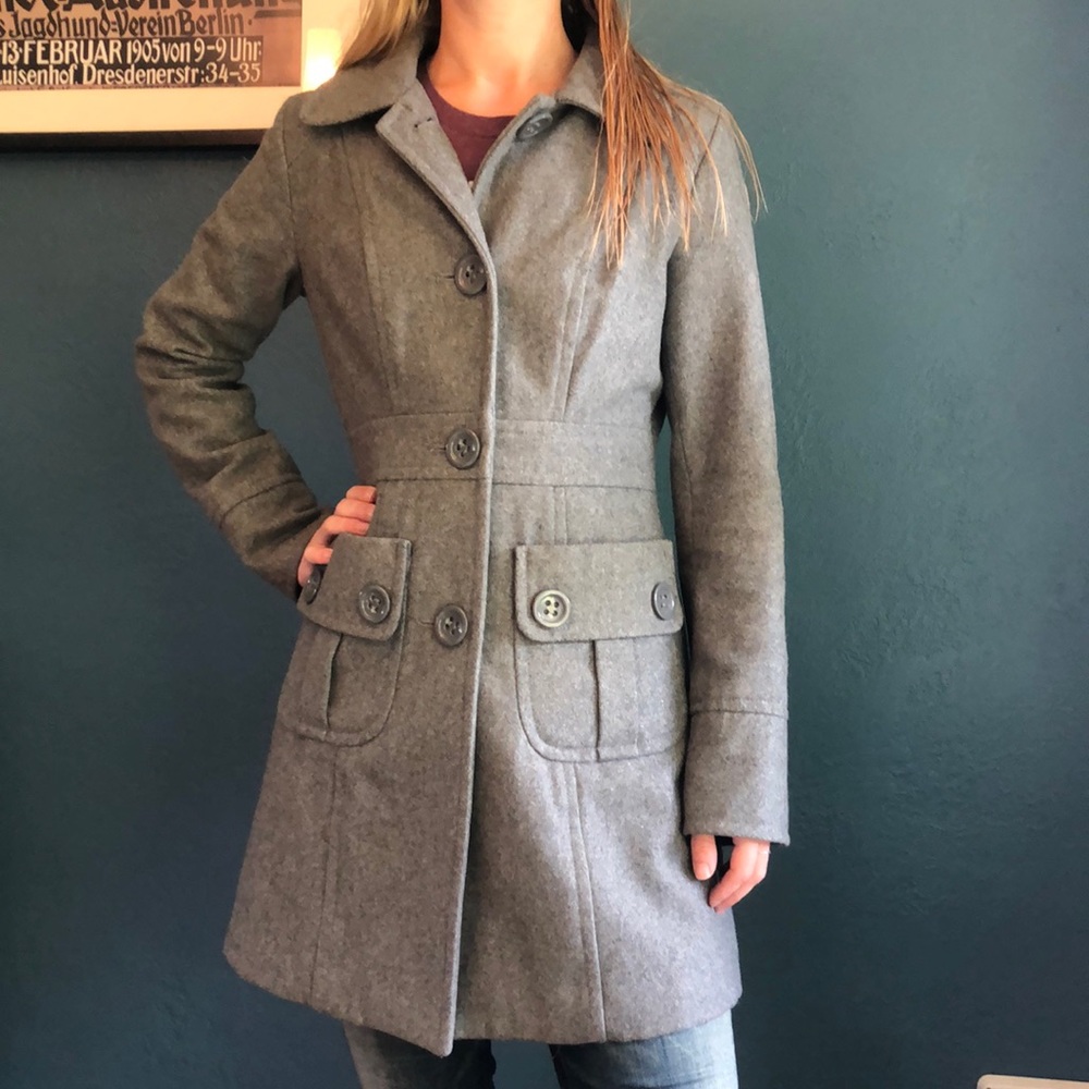 Gray Pea Coat by Tulle